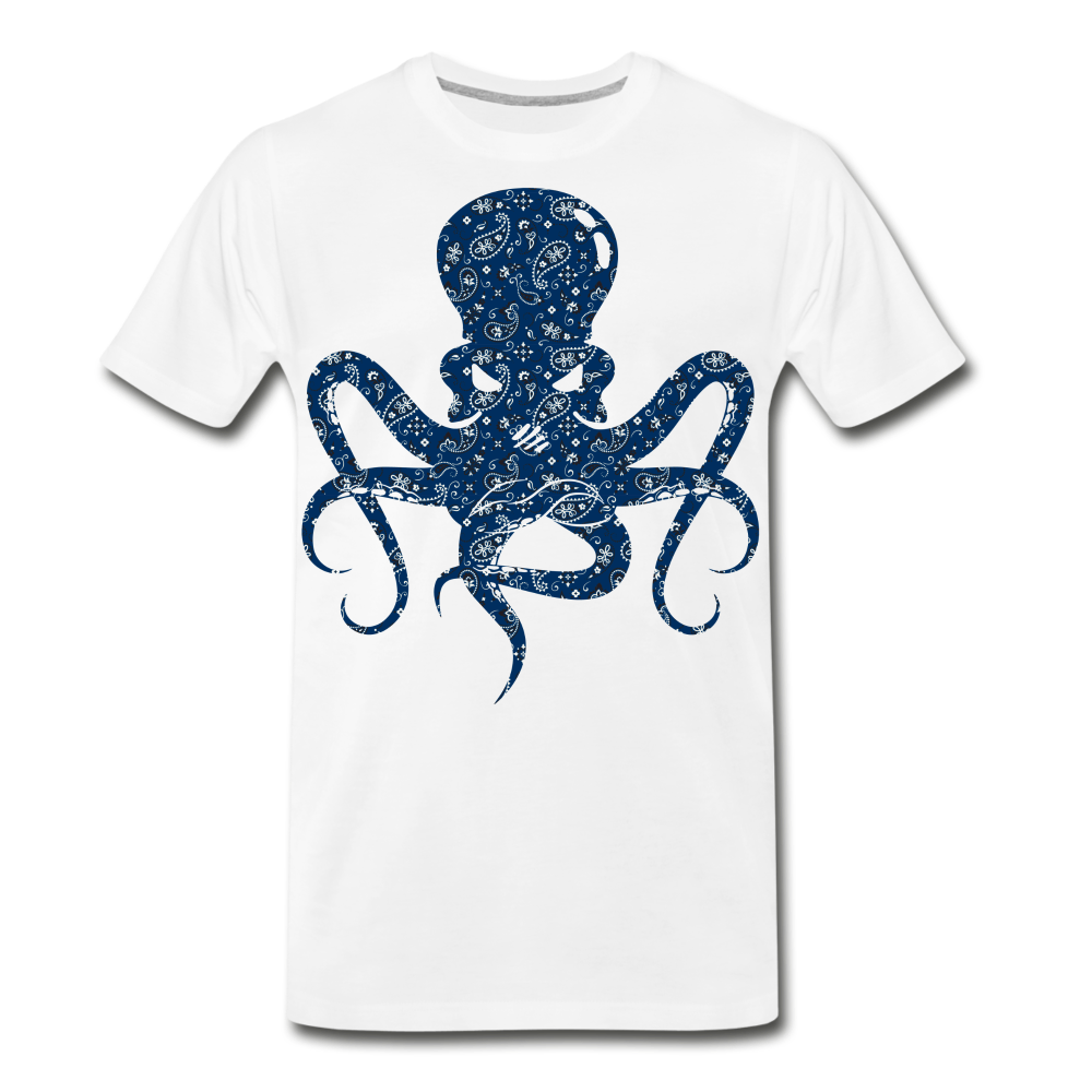 Blue Bandana Octopus T-Shirt - white