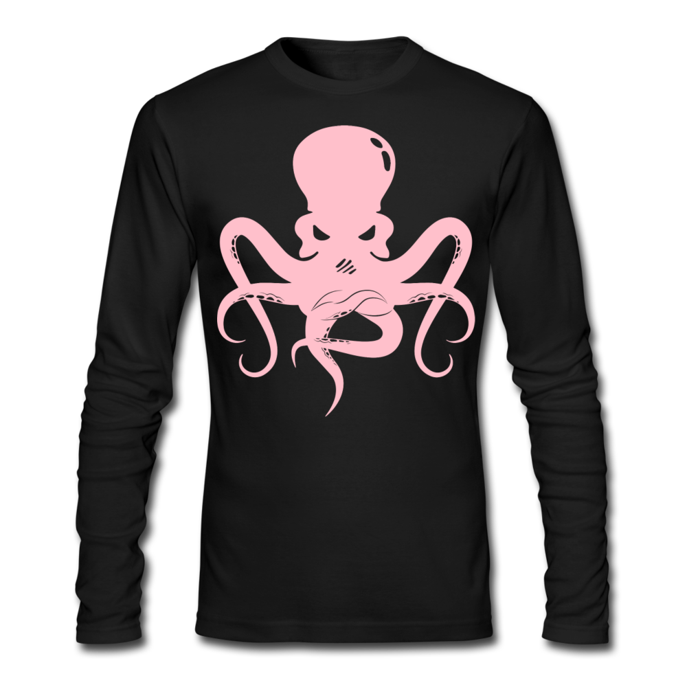Pink Octopus Long Sleeve T-Shirt - black