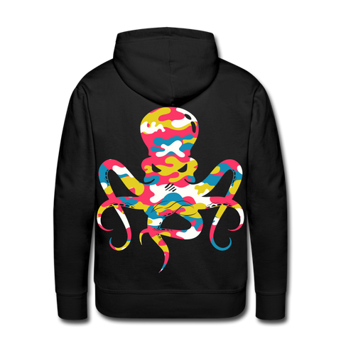 Multi-Colored Octopus Pullover Hoodie - black